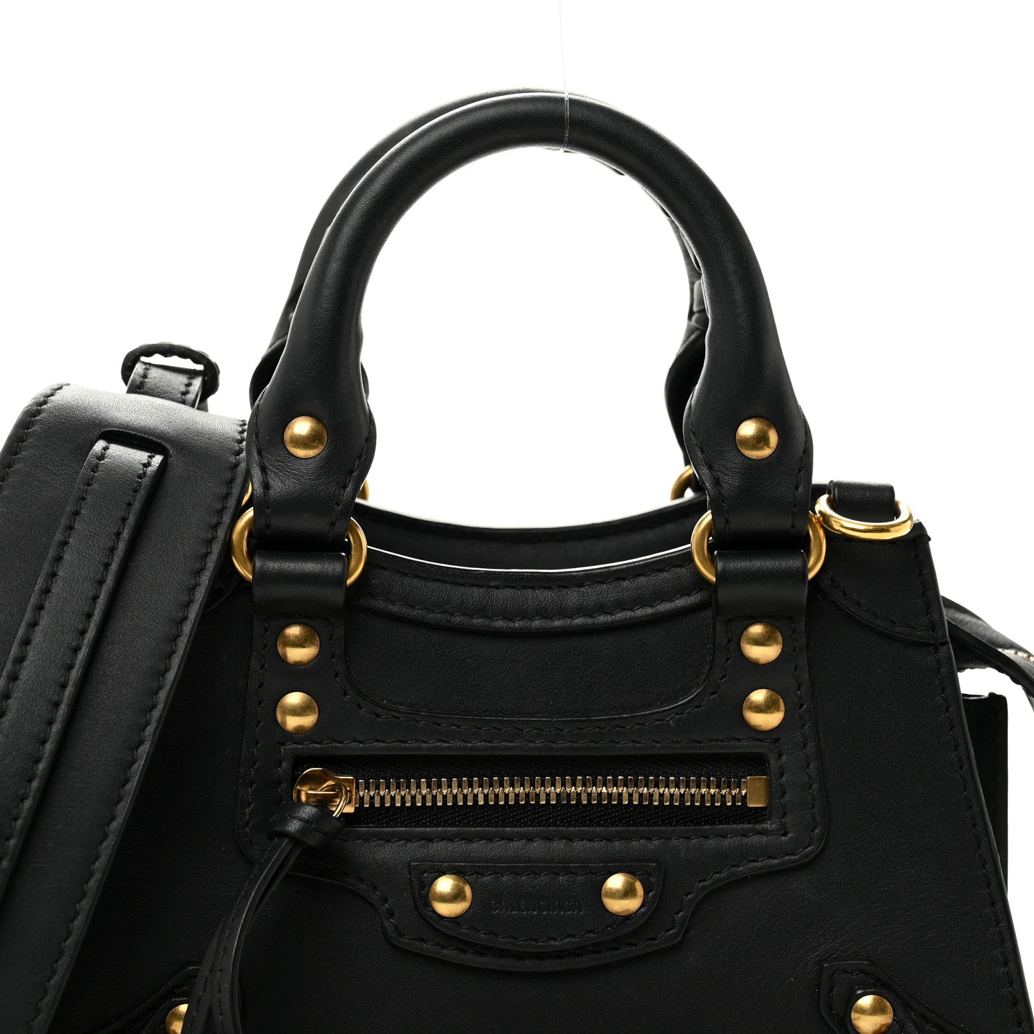 Balenciaga Smooth Calfskin Neo Classic Brass Hardware Nano City Crossbody Black 8 of 10