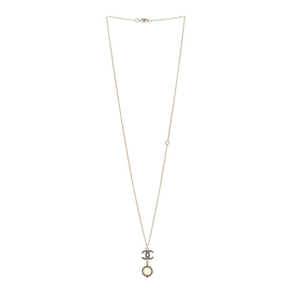 Chanel Pearl Crystal CC Pendant Necklace Gold 3 of 6
