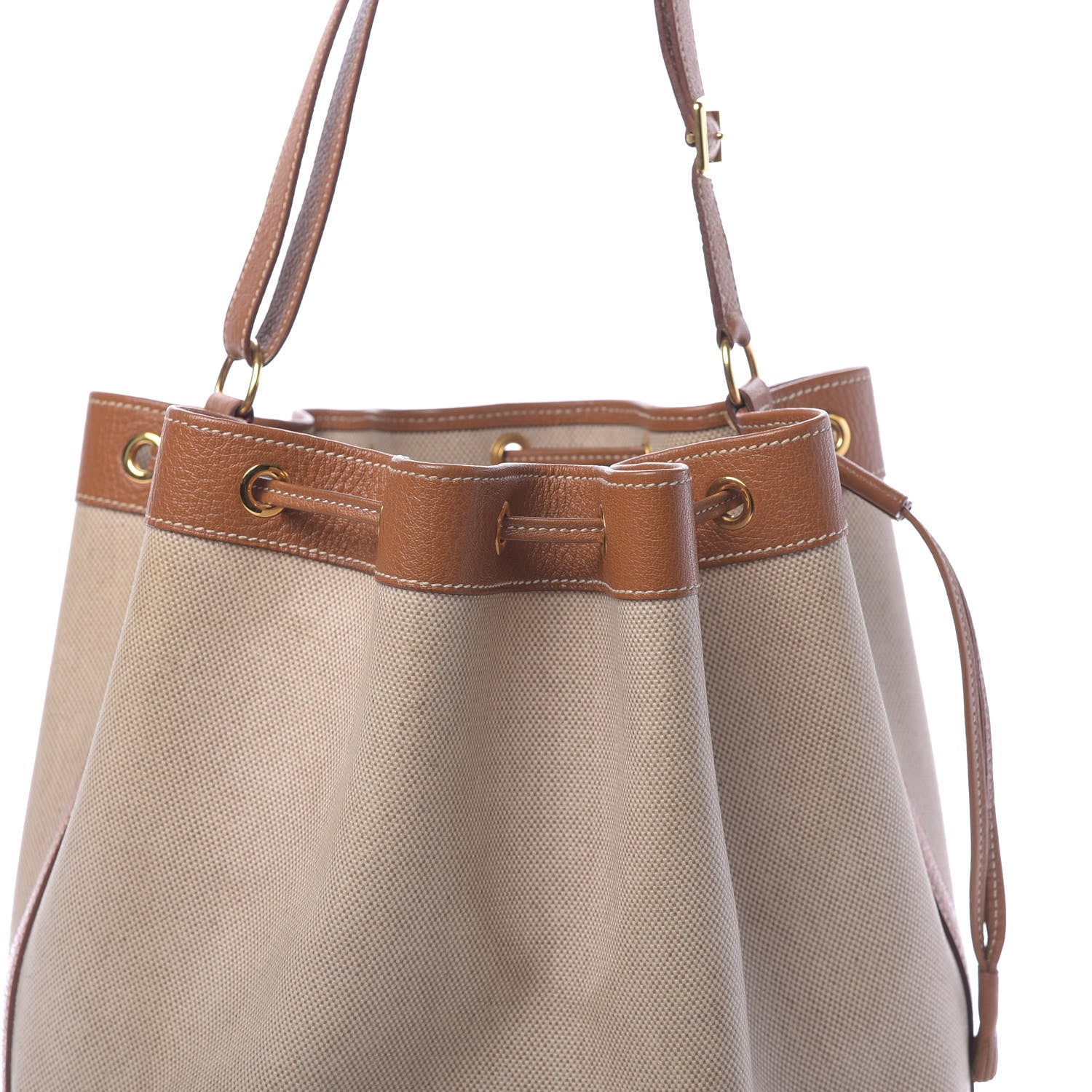 Hermes Toile Buffle Skipper Market Drawstring Bag 28 Natural 11 of 13