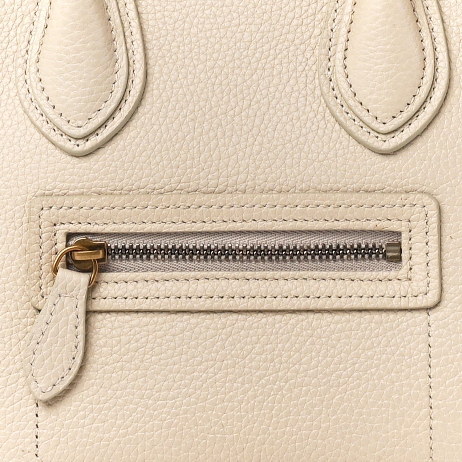 Celine Drummed Calfskin Nano Luggage Ivory 9 of 13