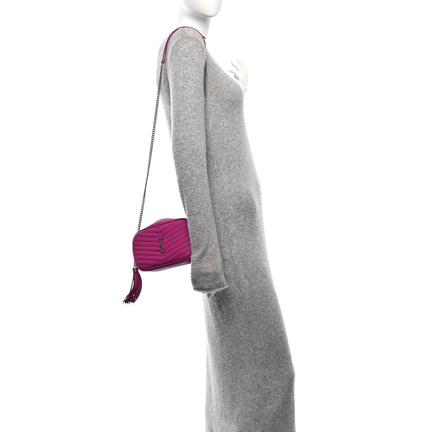 Grain De Poudre Matelasse Monogram Mini Lou Camera Bag Fuxia Electrique