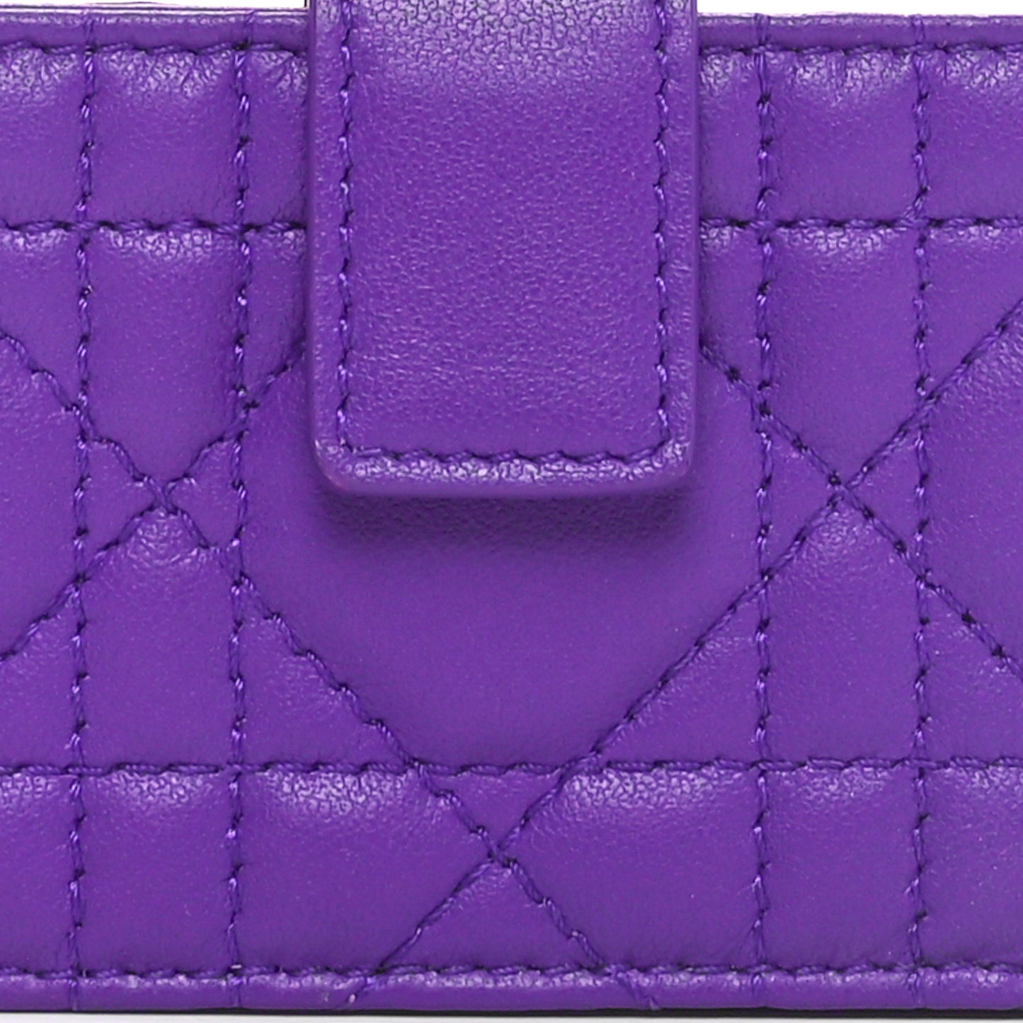 Lambskin Cannage Lady Dior Jasmine 5-Gusset Card Holder Purple Jamu