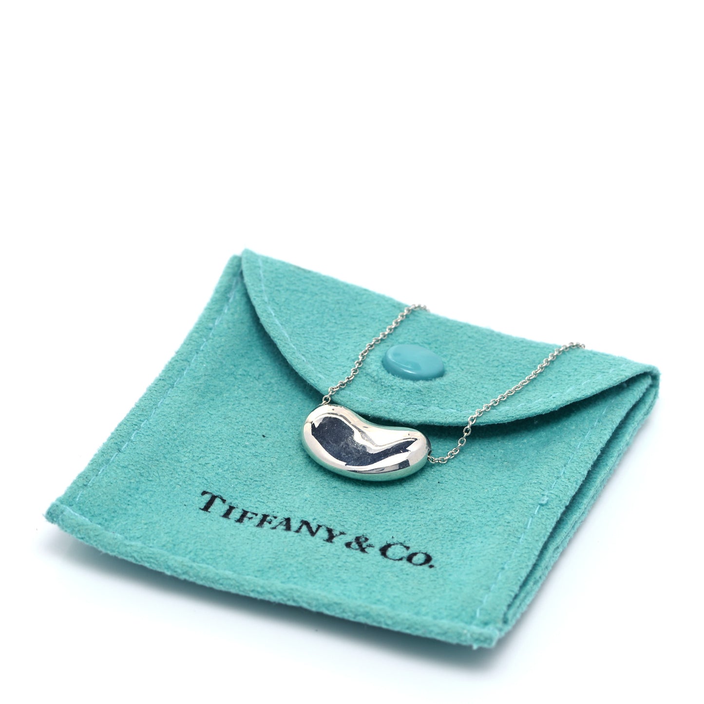 Sterling Silver 20mm Elsa Peretti Bean Pendant Necklace