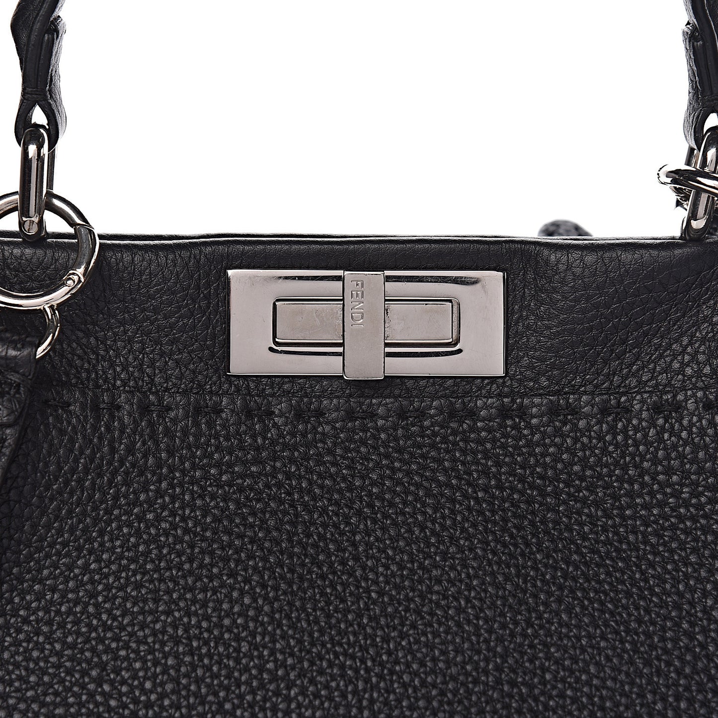 Cuoio Romano Selleria Bi-Color Medium Peekaboo Iconic Satchel Black Mou