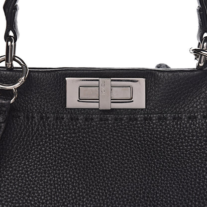Fendi Cuoio Romano Selleria Bi-Color Medium Peekaboo Iconic Satchel Black Mou 12 of 15