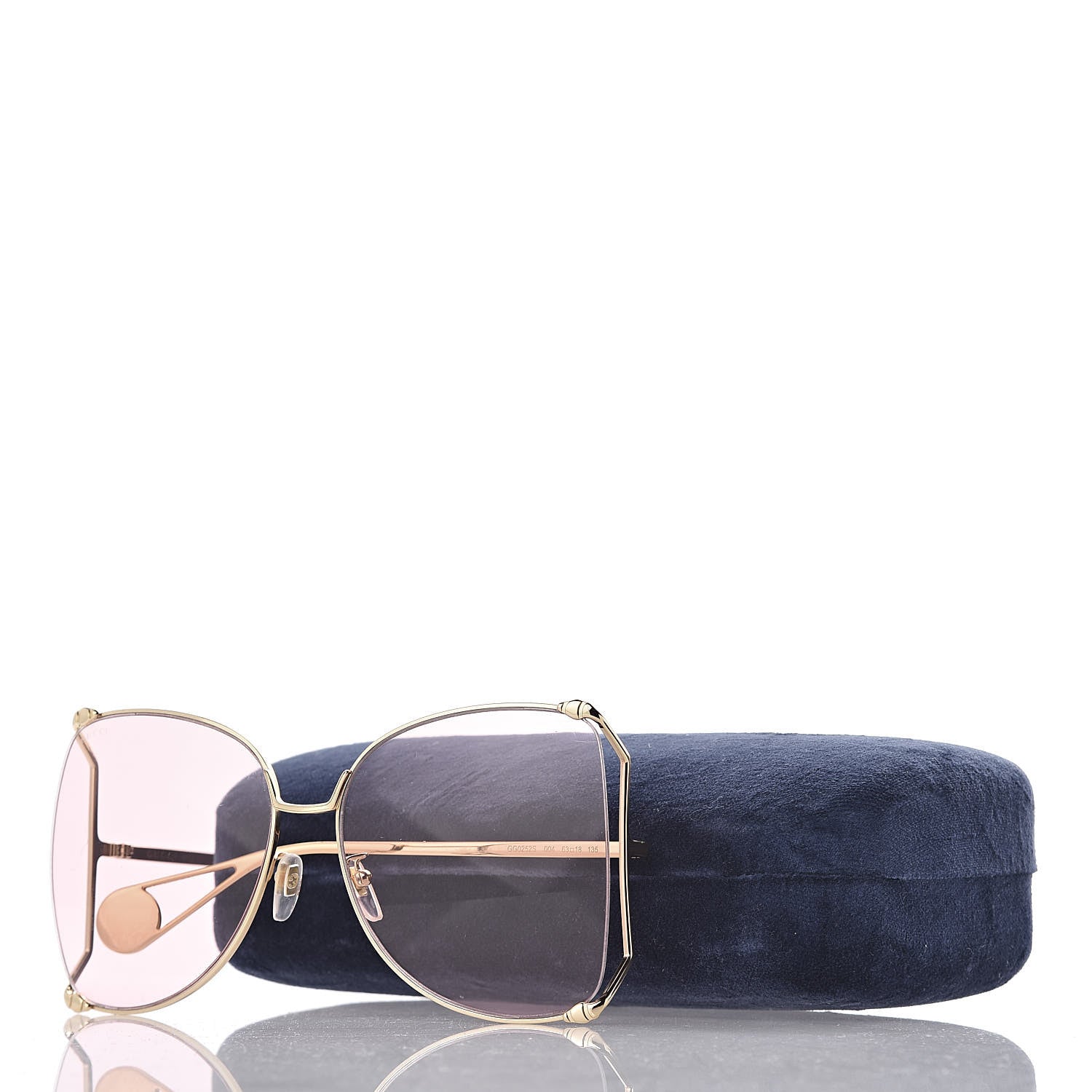 Gucci Metal Oversized Round Sunglasses GG0252S Gold Pink 9 of 9