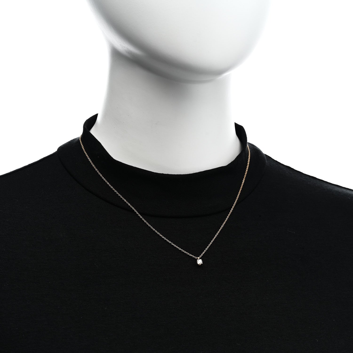 Tiffany 18K Rose Gold Diamond .17ct Solitaire Pendant Necklace 2 of 6