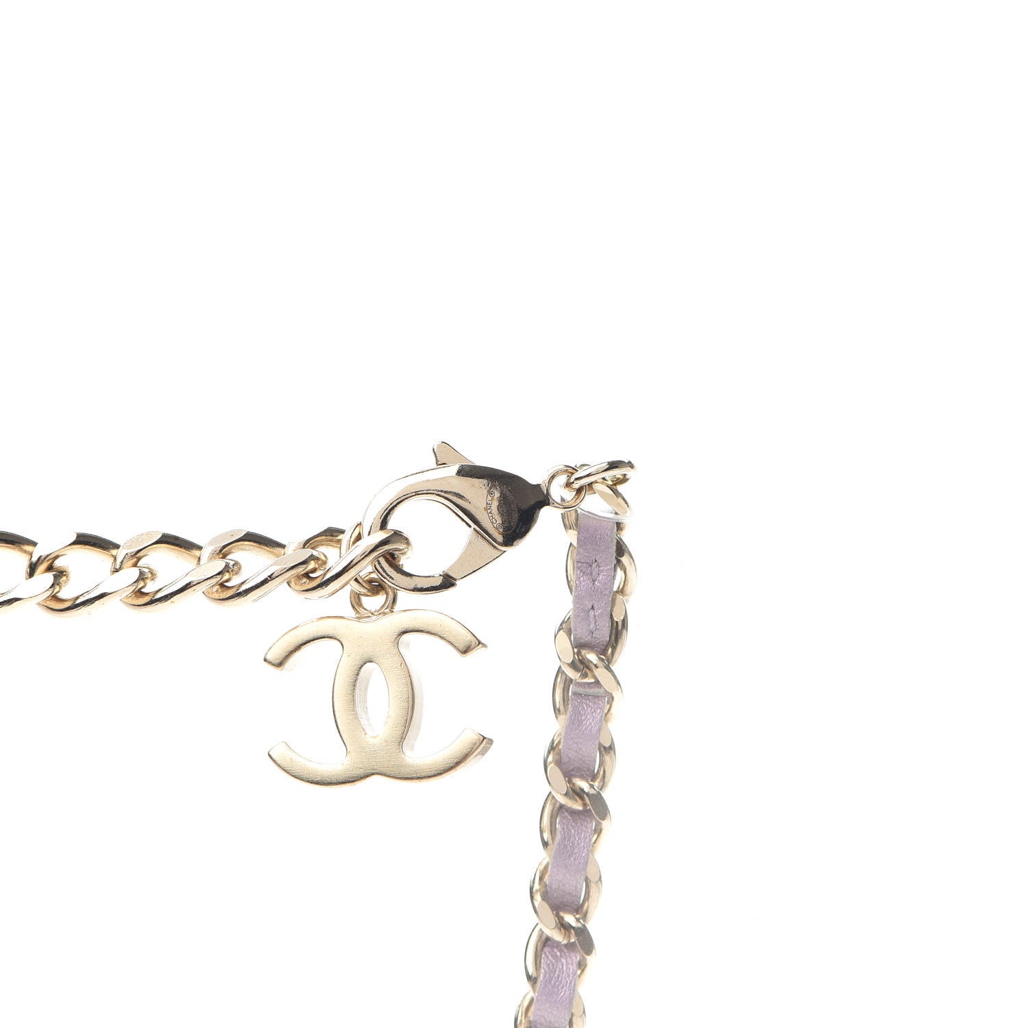 Chanel Metal Lambskin Lock Necklace Iridescent Pink 3 of 4