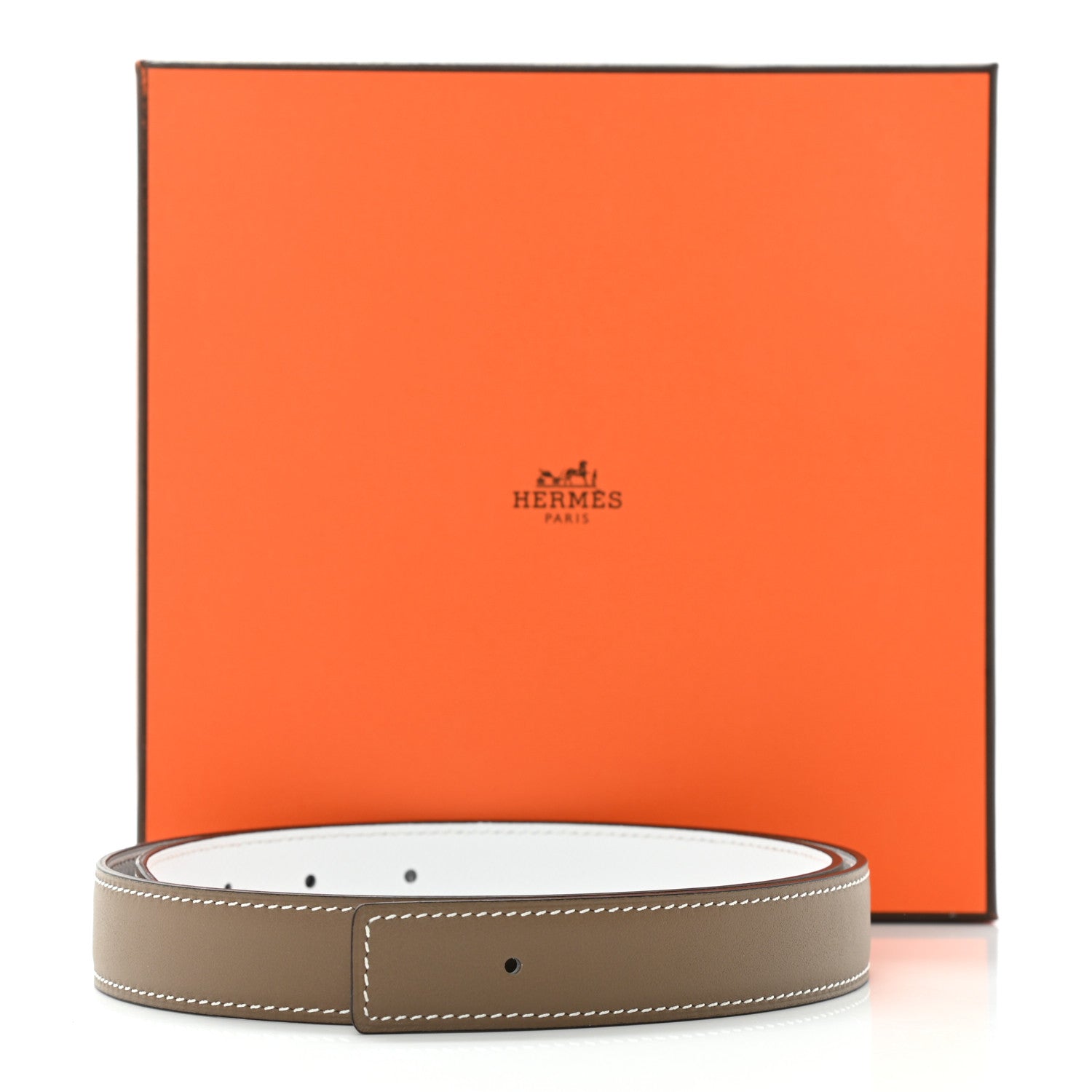 Hermes Swift Epsom 24mm Belt Strap 75 Etoupe White 5 of 5
