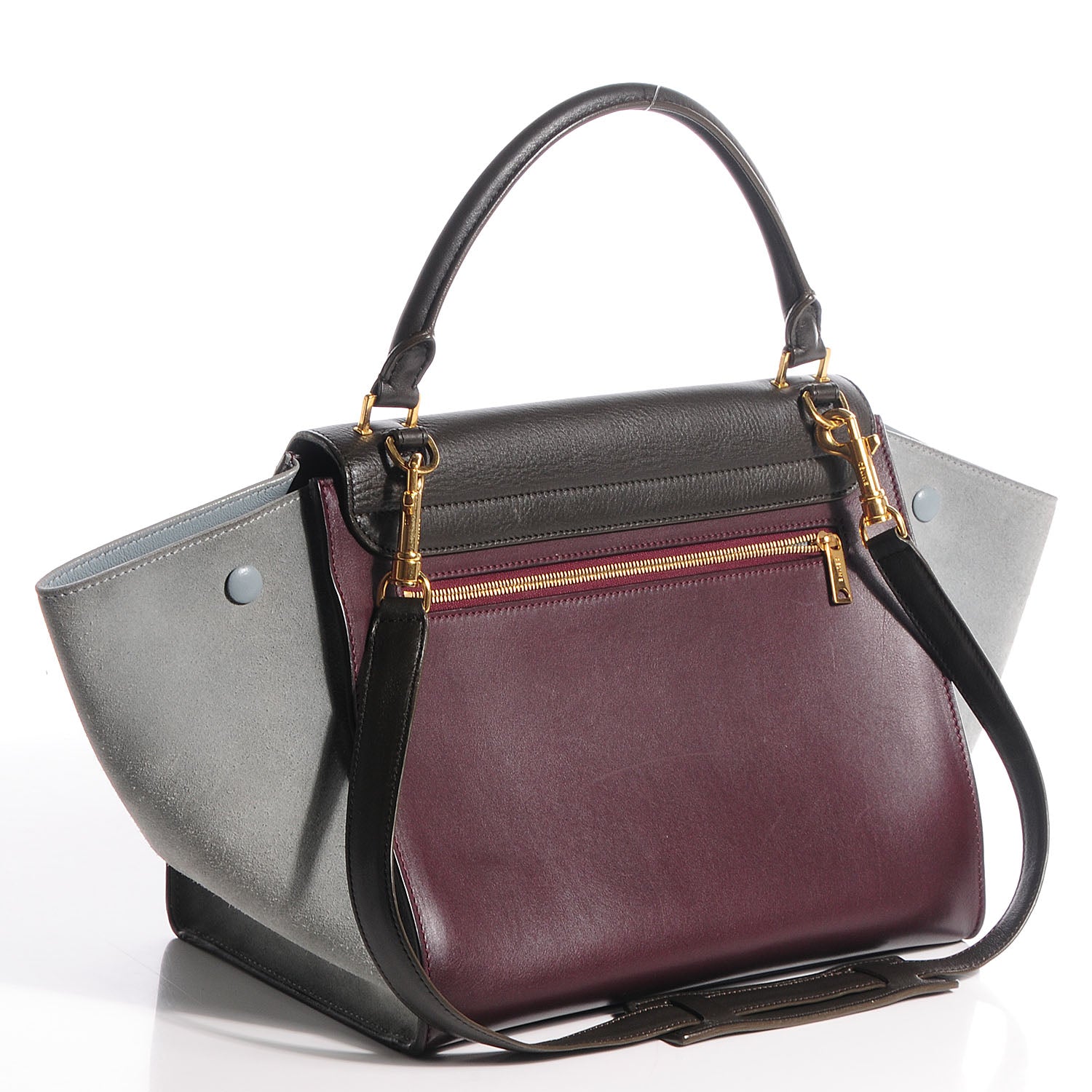 Celine Calfskin Suede Medium Trapeze Grey 3 of 10