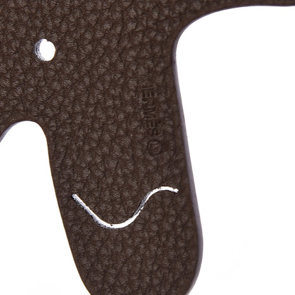 Hermes Togo Epsom Petit H Gingerbread Bag Charm Bleu Nuit Macassar 3 of 4