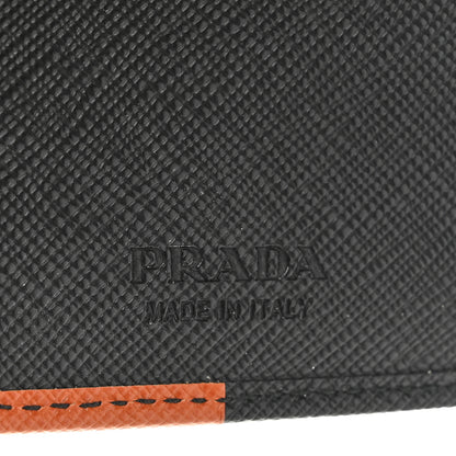 Prada Saffiano Bi-Fold Wallet Black Papaya 8 of 10