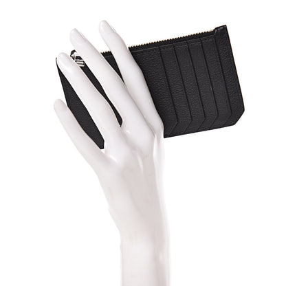 Saint Laurent Grained Calfskin 5 Fragments Zip Pouch Card Holder Black 2 of 7