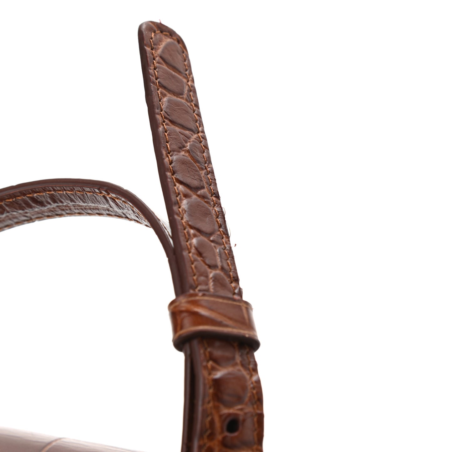 Calfskin Crocodile Embossed Medium Tassel Bag Tan