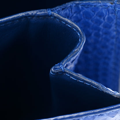 Celine Snakeskin Medium Classic Box Flap Blue 10 of 13