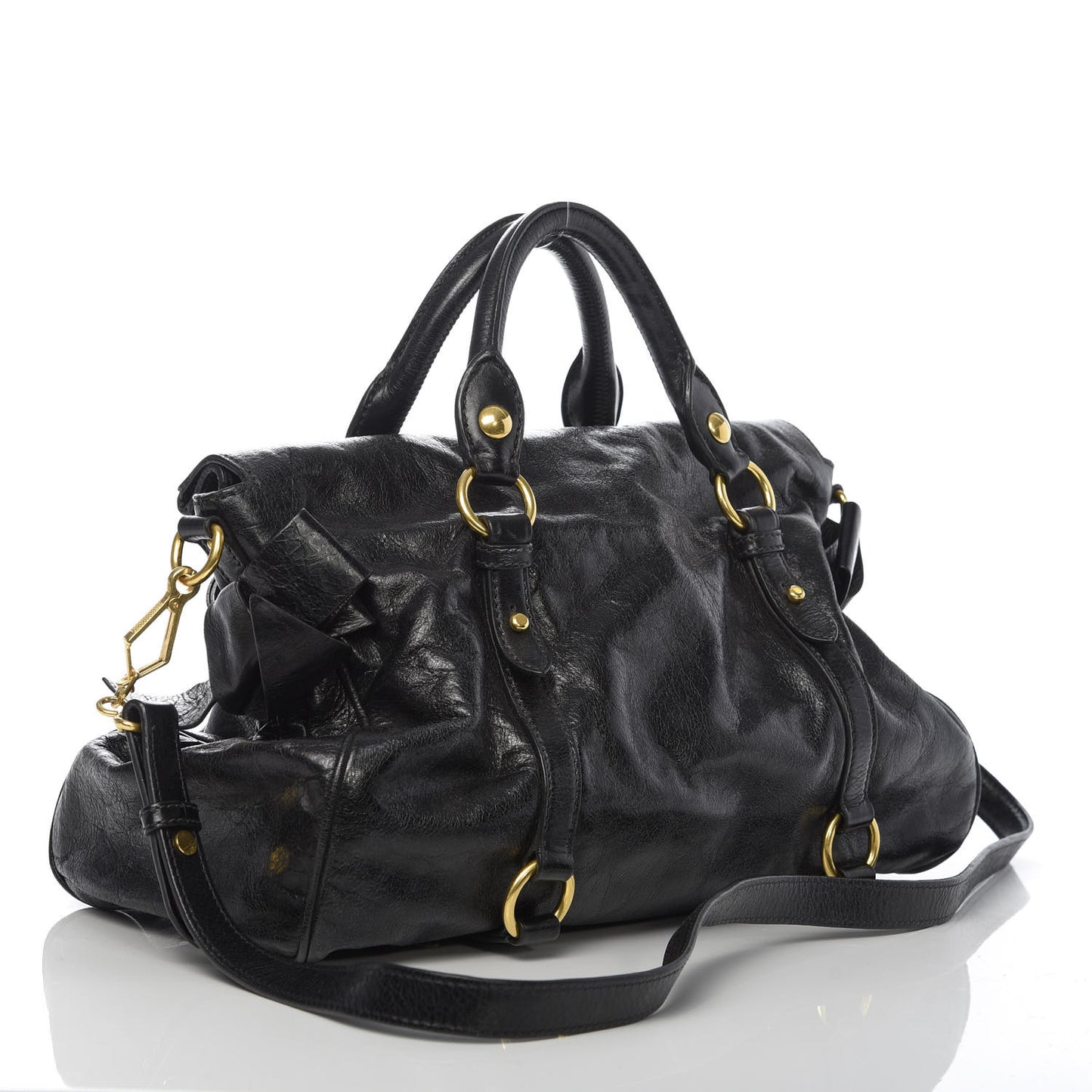 Vitello Lux Medium Bow Bag Black