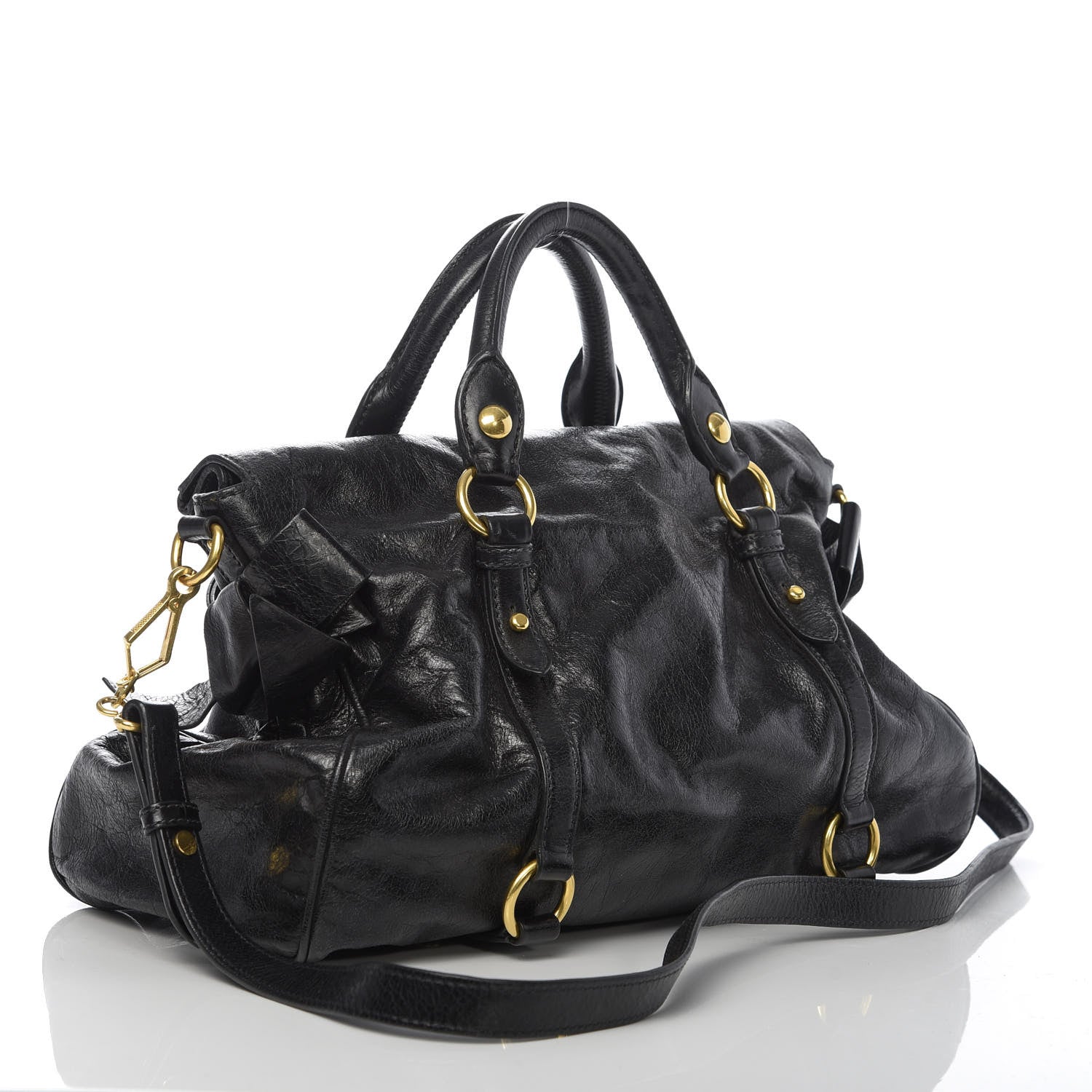 Miu Miu Vitello Lux Medium Bow Bag Black 3 of 9