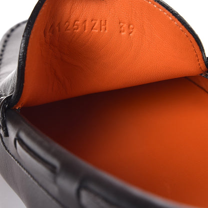 Hermes Supple Calfskin Irving Driving Moccasin Loafers 39 Black 8 of 10