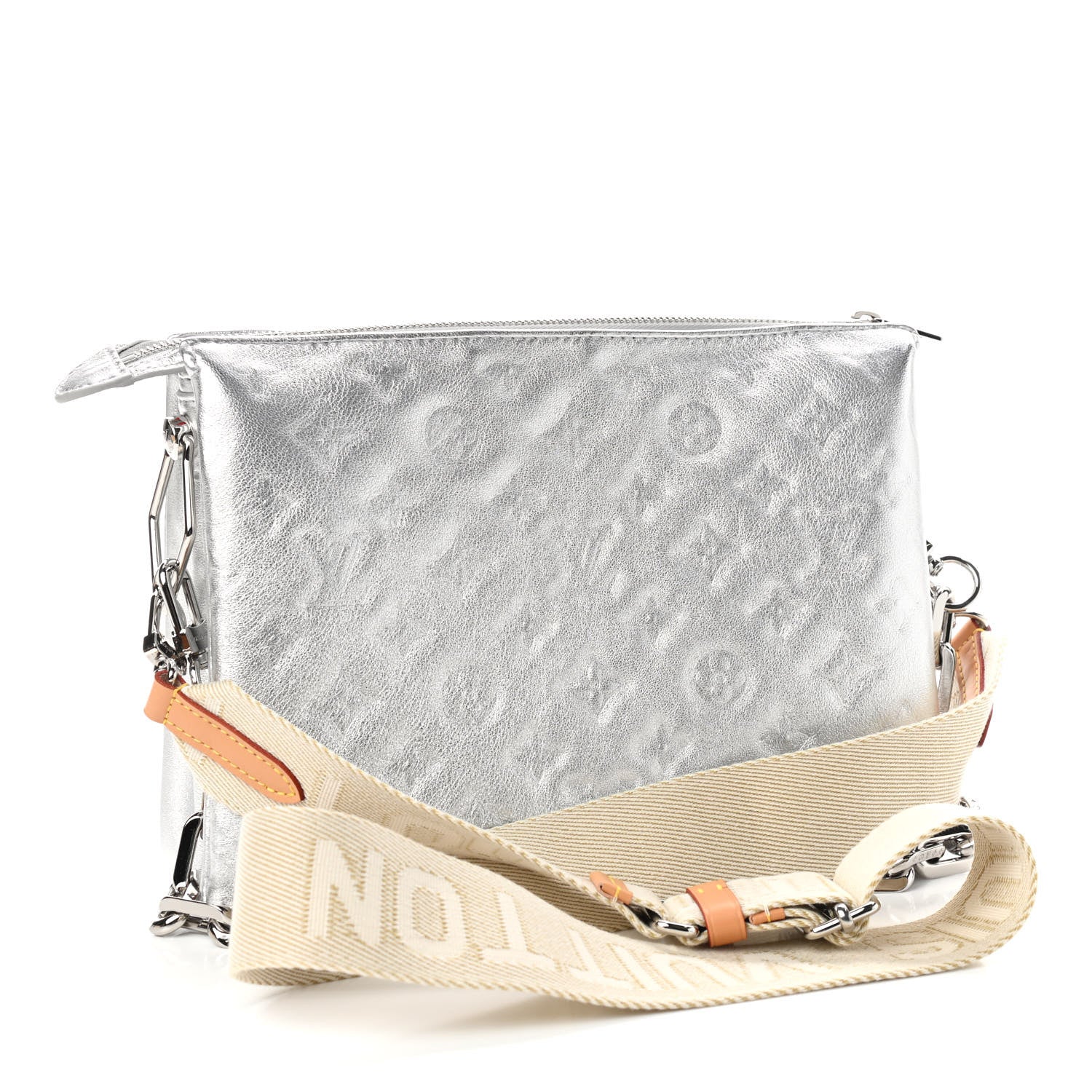 Louis Vuitton Metallic Lambskin Embossed Monogram Coussin PM Silver 3 of 8