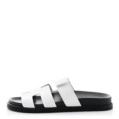 Hermes Calfskin Womens Chypre Sandals 38 White 1 of 9