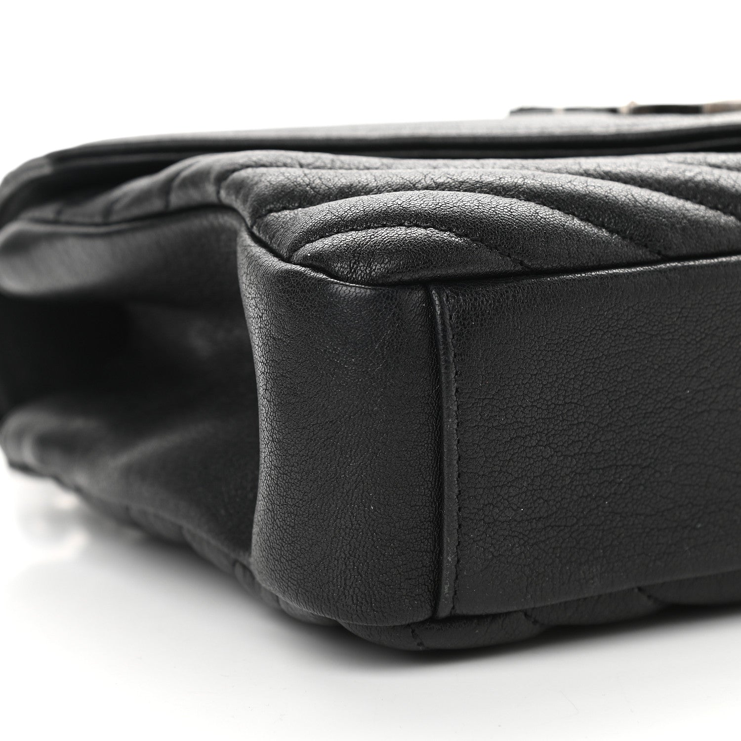 Saint Laurent Sheepskin Matelasse Chevron Monogram Medium College Bag Black 9 of 11