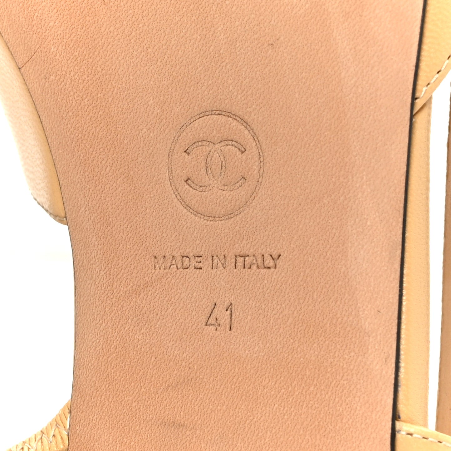 Goatskin Grosgrain Cap Toe CC Slingback Sandals 41 Beige Black