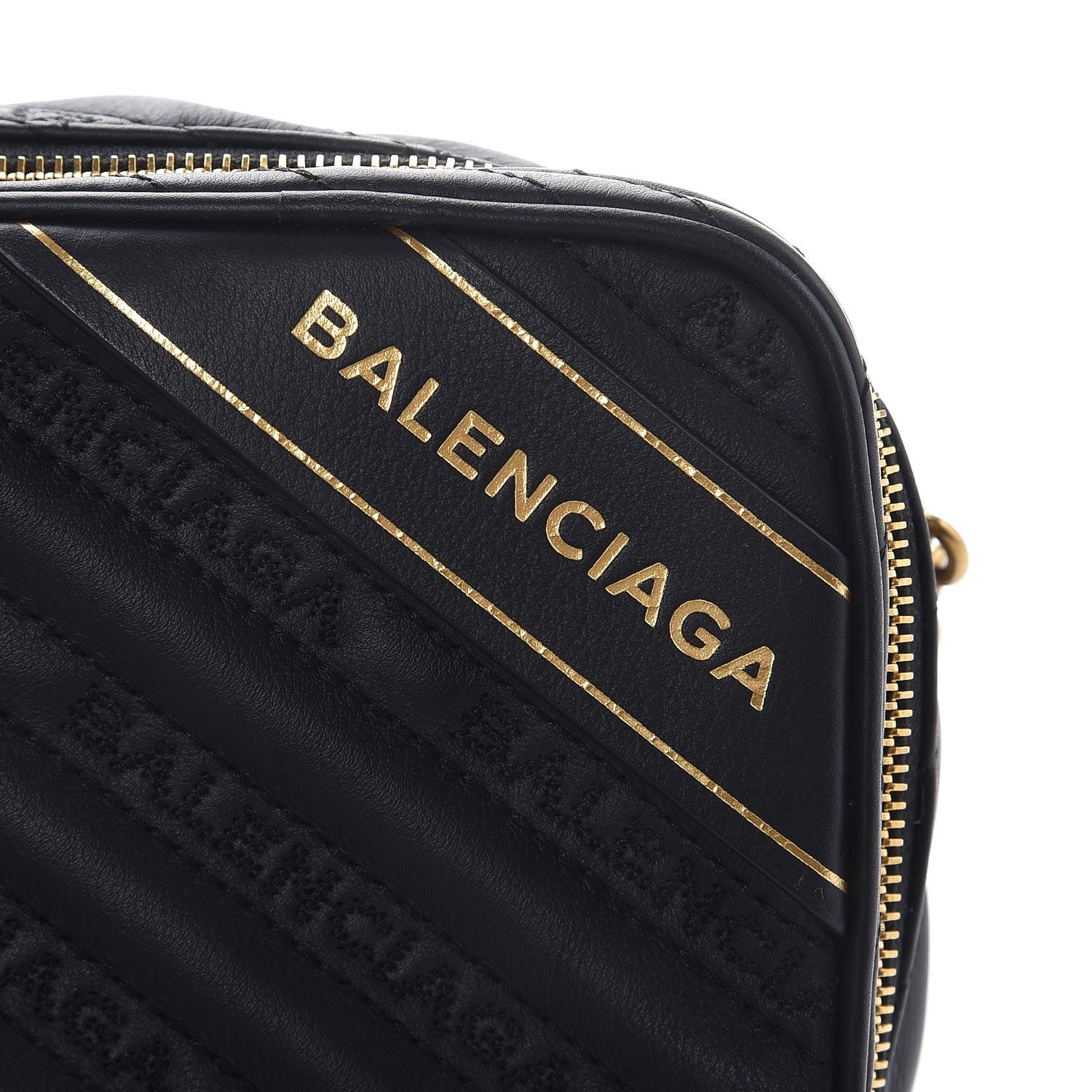 Balenciaga Calfskin Logo Matelasse Chain Strap Blanket Reporter XS Black 8 of 9