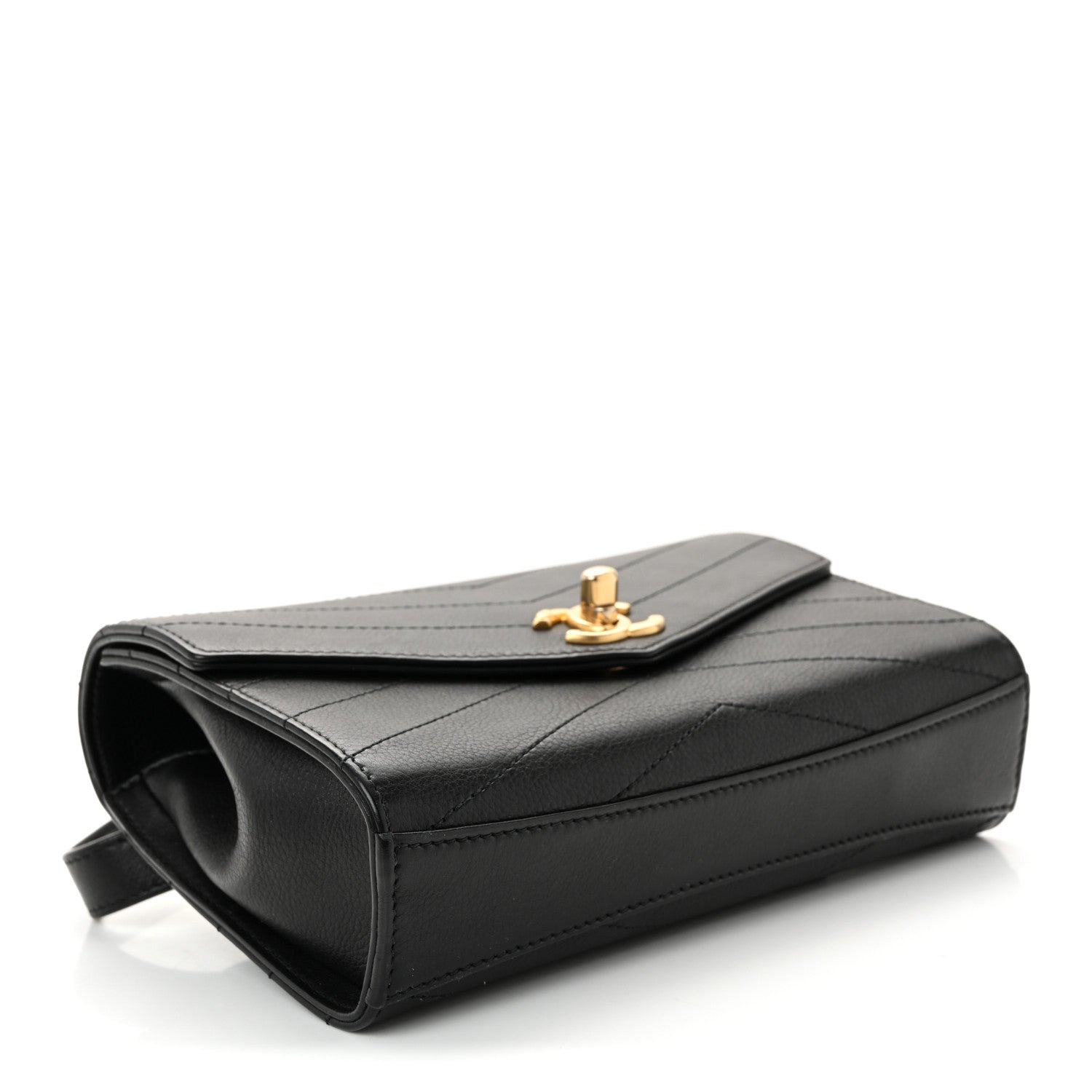 Chanel Calfskin Chevron Stitched Coco Waist Bag Black 4 of 10