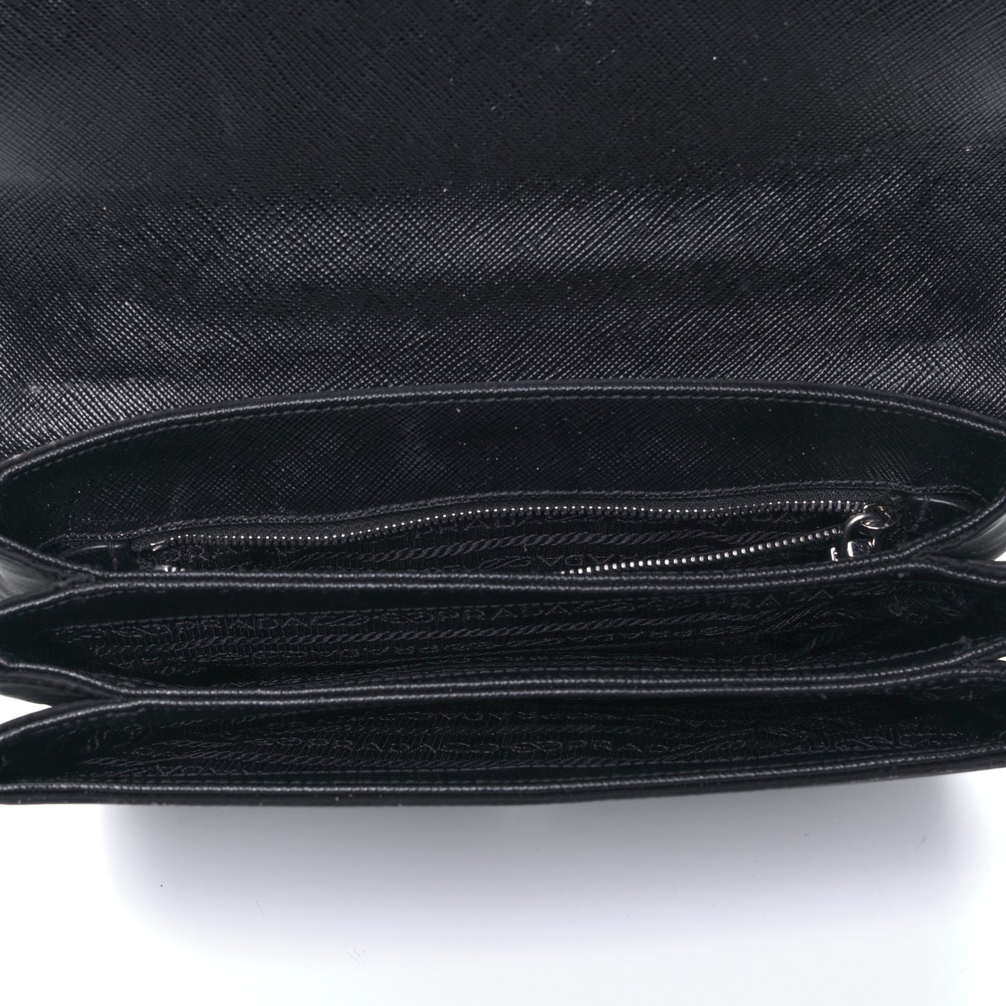 Saffiano Tessuto Nylon Chain Shoulder Bag Black