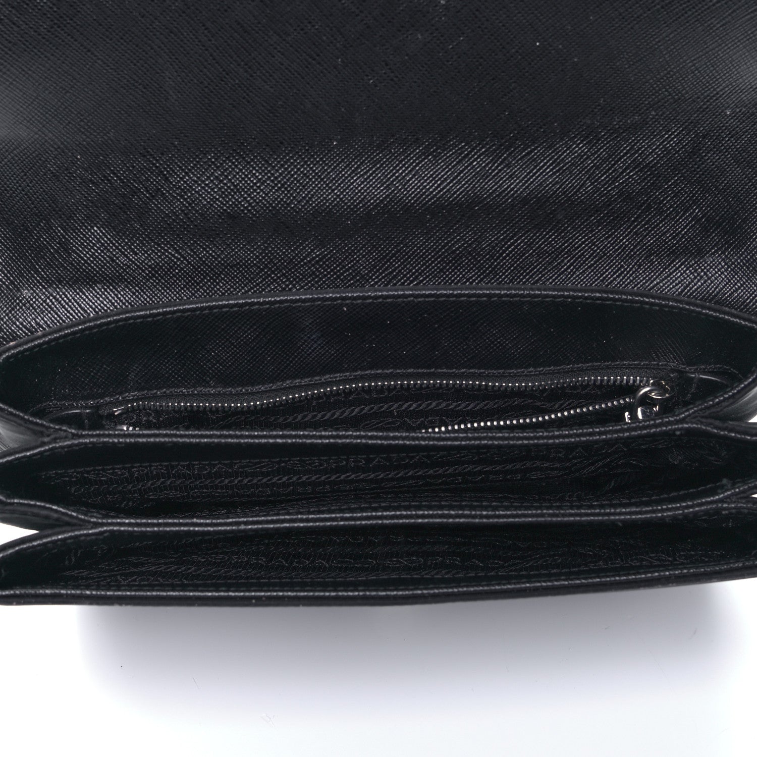 Prada Saffiano Tessuto Nylon Chain Shoulder Bag Black 4 of 7