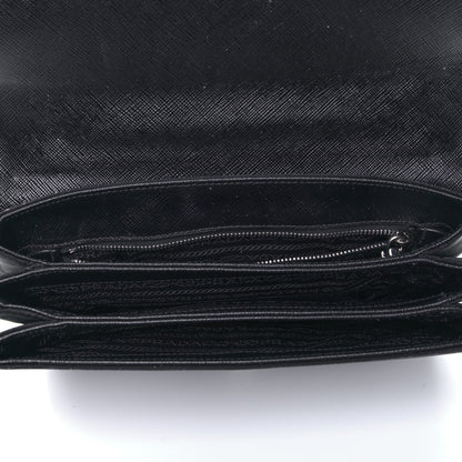 Prada Saffiano Tessuto Nylon Chain Shoulder Bag Black 4 of 7