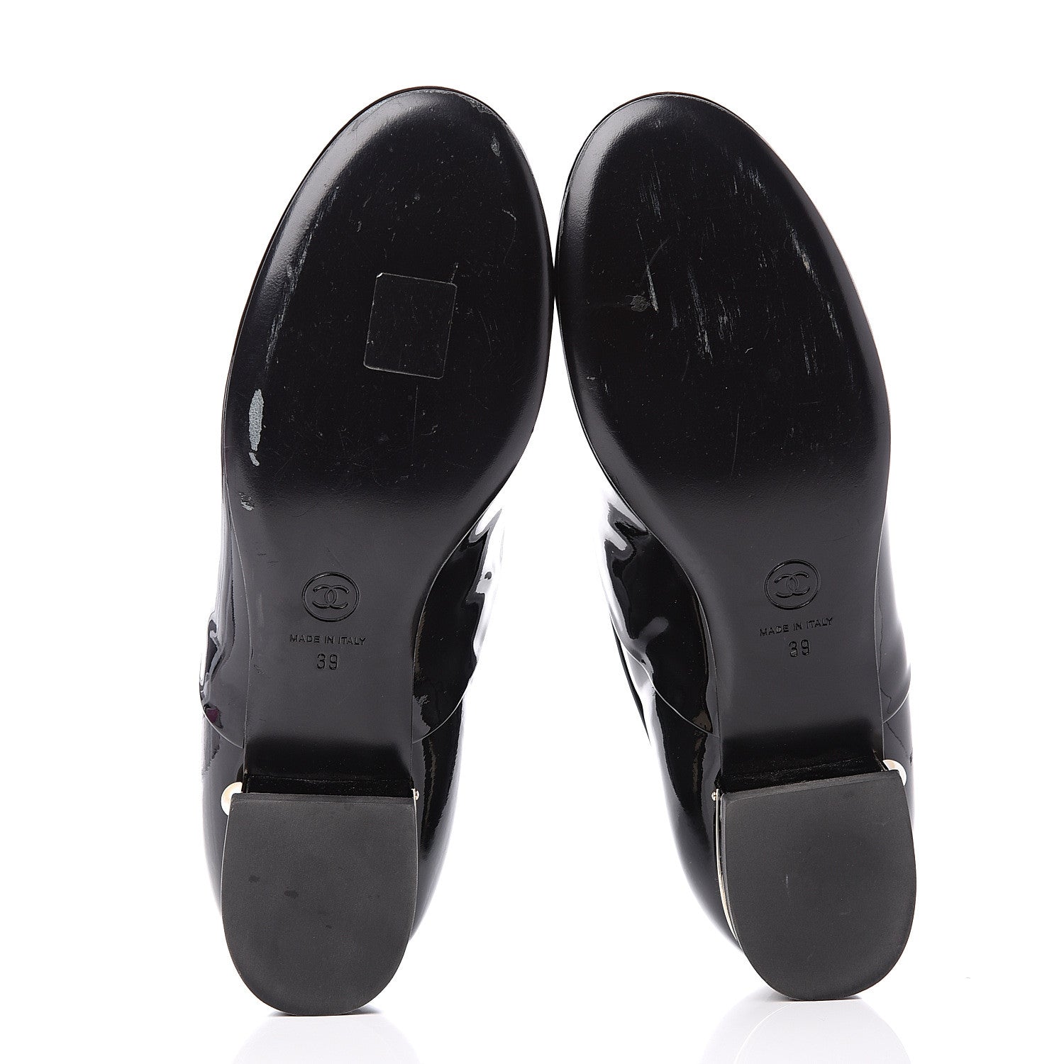 Chanel Patent Pearl CC Lace Up Oxfords 39 Black 6 of 11