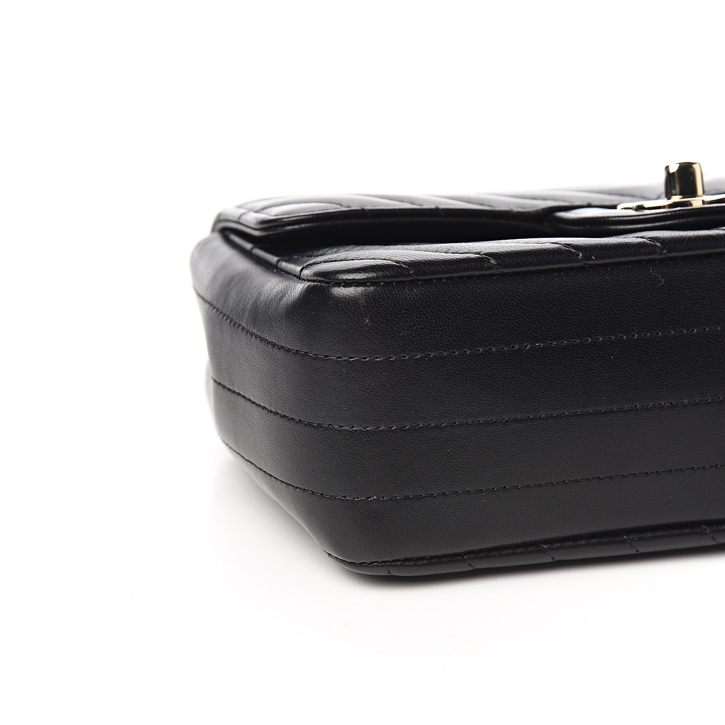 Lambskin Chevron Quilted Mini Rectangular Flap Black