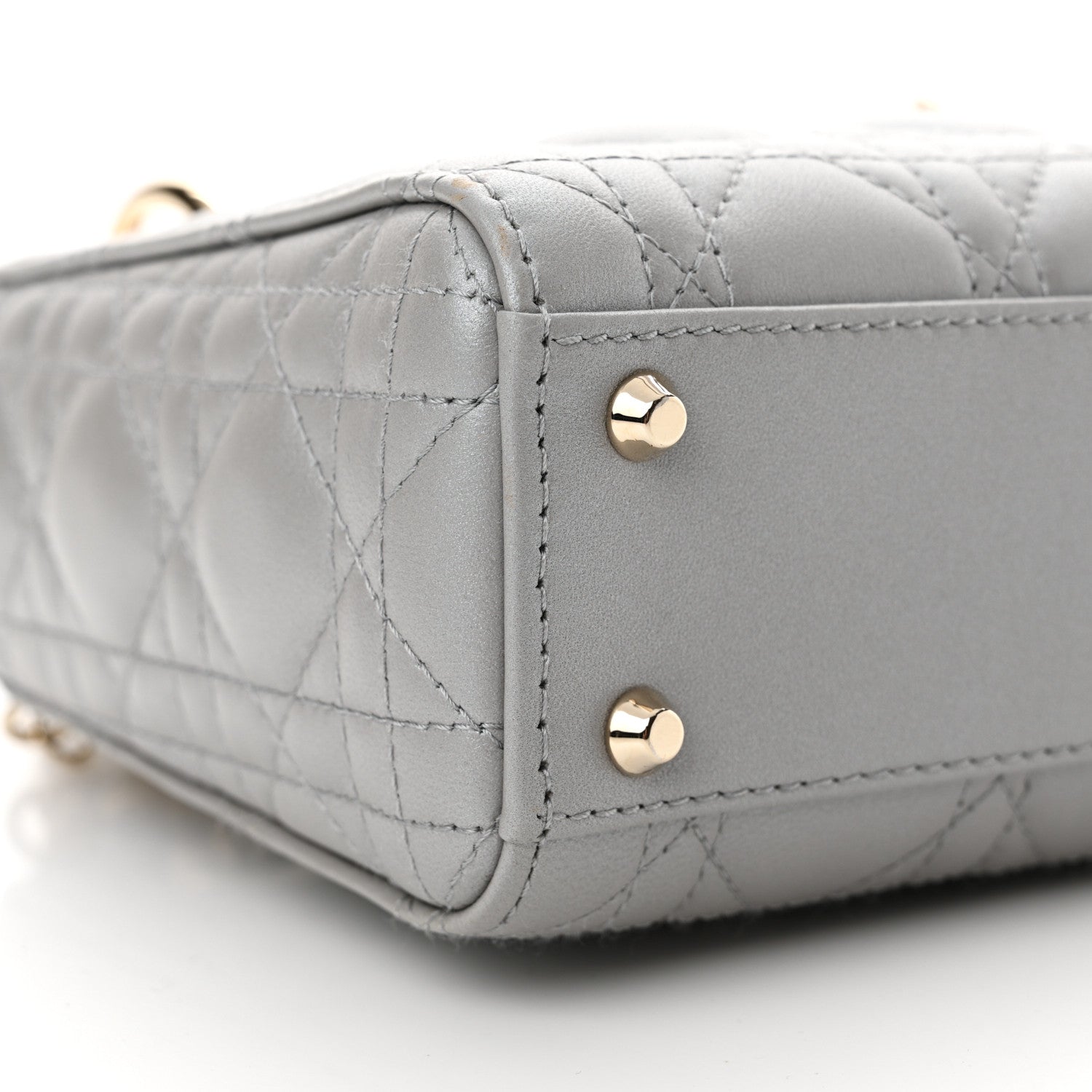 Christian Dior Lambskin Cannage Mini Lady Dior Gray Opaline 9 of 10