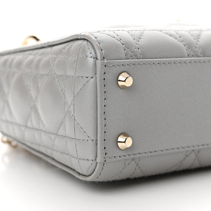 Christian Dior Lambskin Cannage Mini Lady Dior Gray Opaline 9 of 10