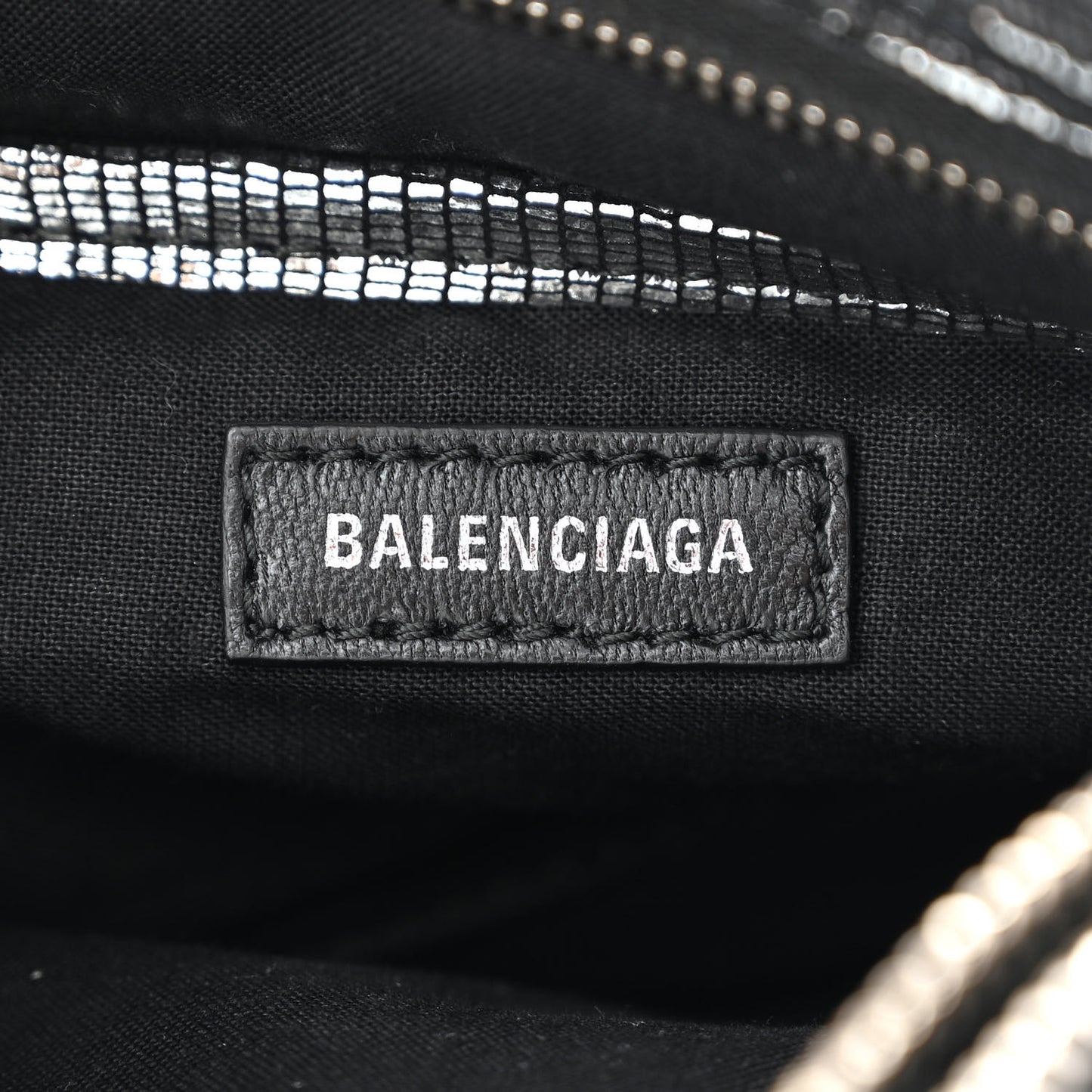 Metallic Calfskin Lizard Embossed Silver Metallic Edge Hardware Nano City Silver