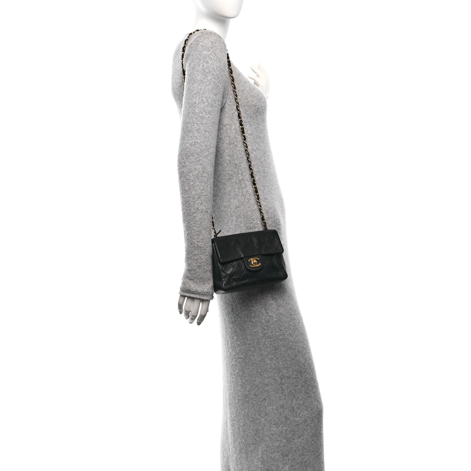 Chanel Lambskin Quilted Mini Square Flap Bag Black 2 of 19