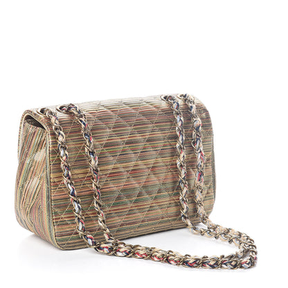Chanel Metallic Sheepskin Thin Striped Small Single Flap Multicolor Gold 3 of 10