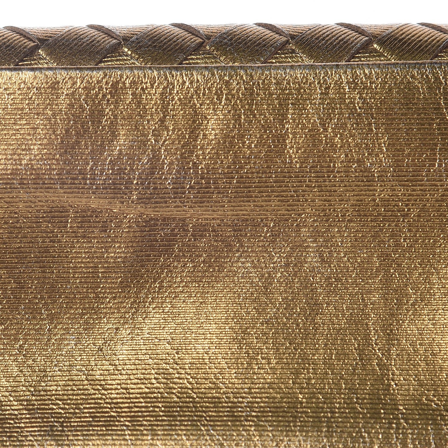 Bottega Veneta Metallic Intrecciato Grosgrain Card Case Dark Gold 10 of 11