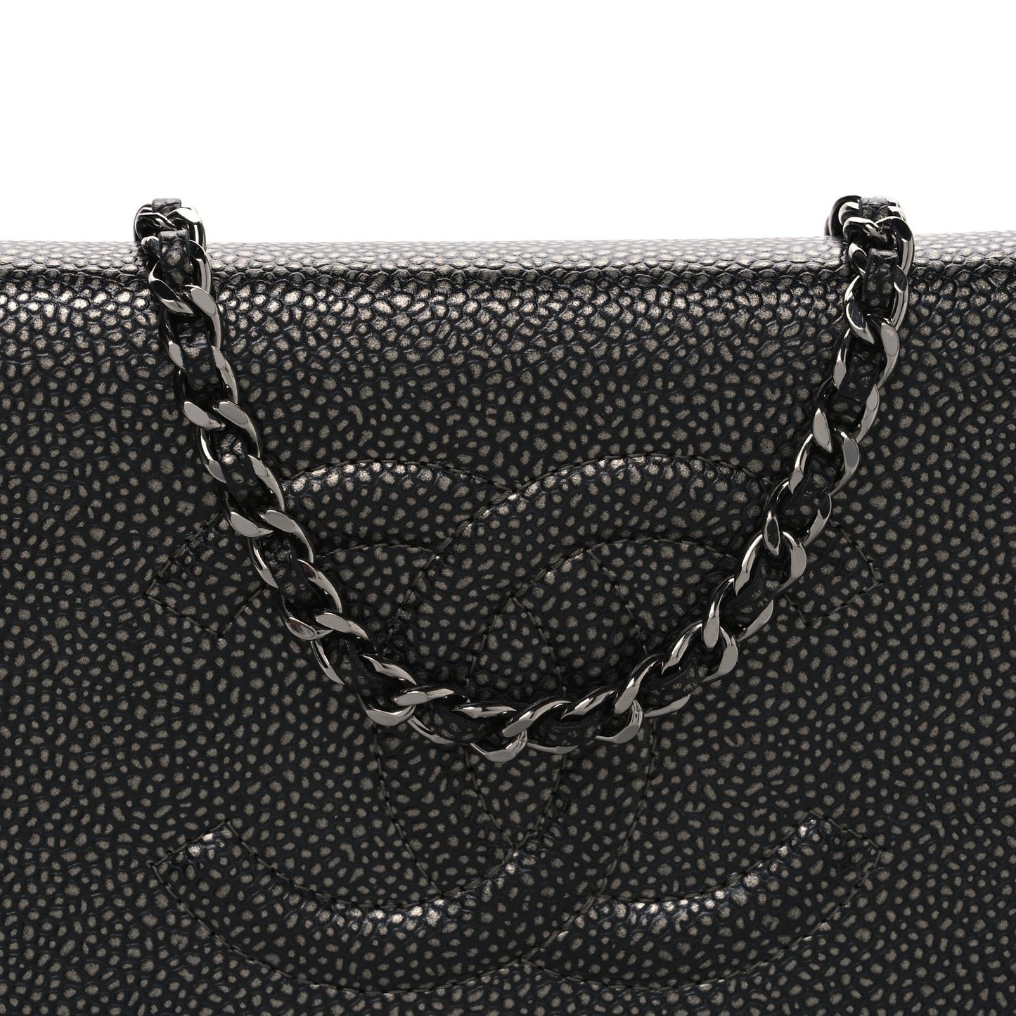 Metallic Caviar Timeless CC Wallet On Chain WOC Grey