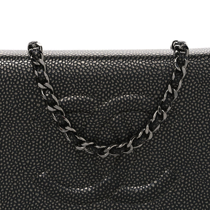 Chanel Metallic Caviar Timeless CC Wallet On Chain WOC Grey 9 of 12
