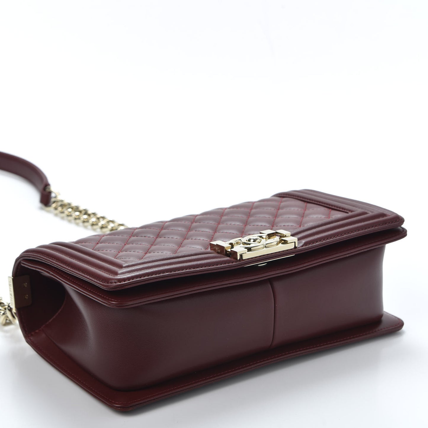 Lambskin Quilted Medium Boy Flap Burgundy