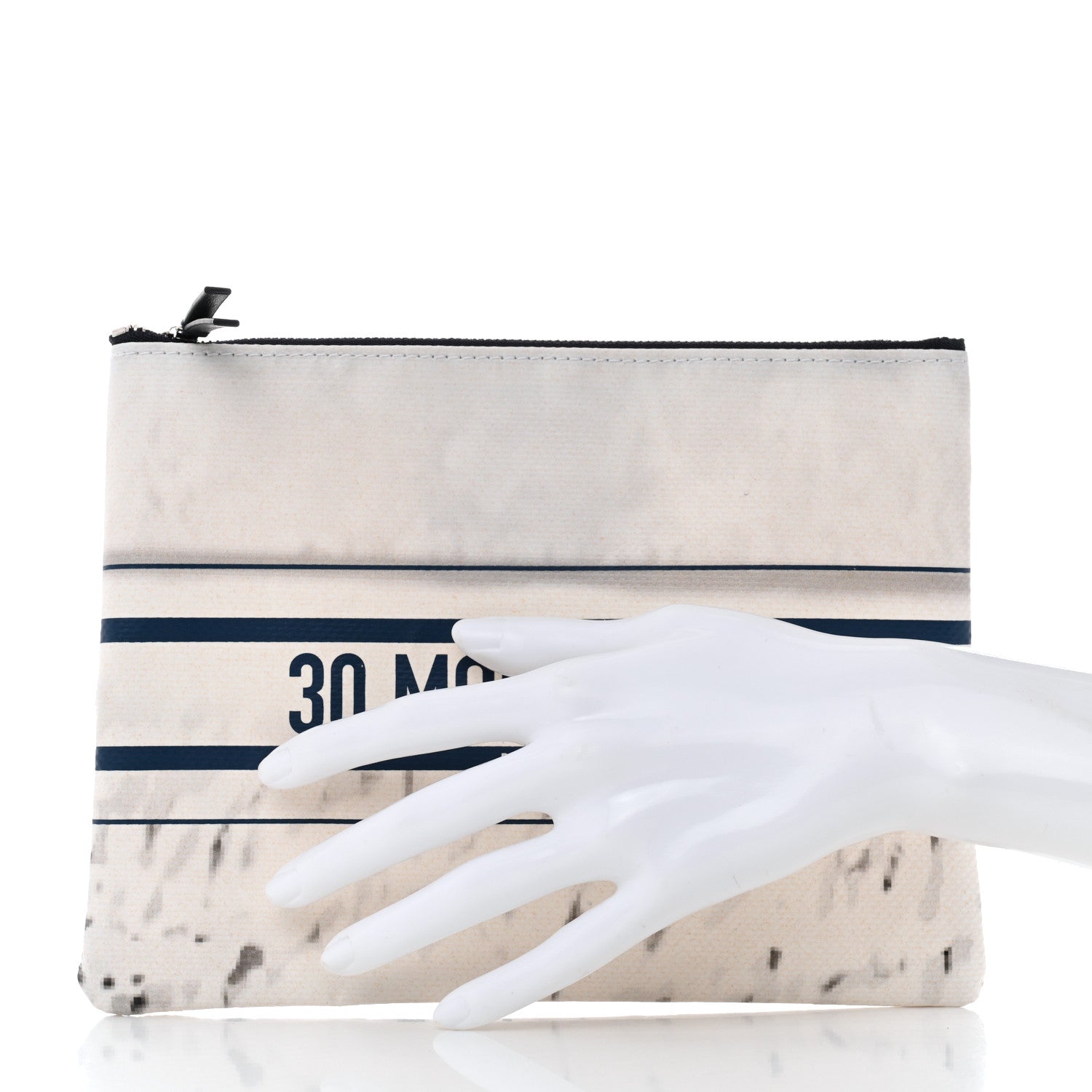 Christian Dior Trompe-L’oeil Canvas 30 Montaigne Cosmetic Pouch White Blue 2 of 5