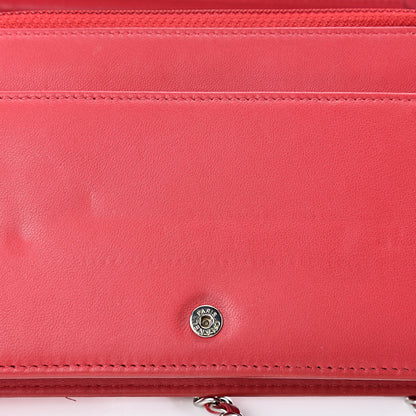 Chanel Goatskin Quilted Diamond CC Wallet On Chain WOC Red 14 of 16