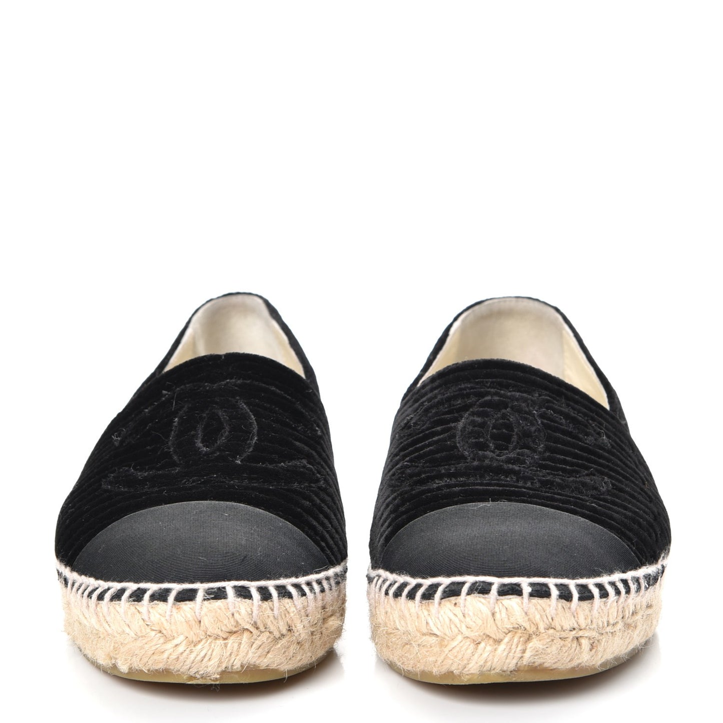 Velvet Grosgrain CC Espadrilles 37 Black