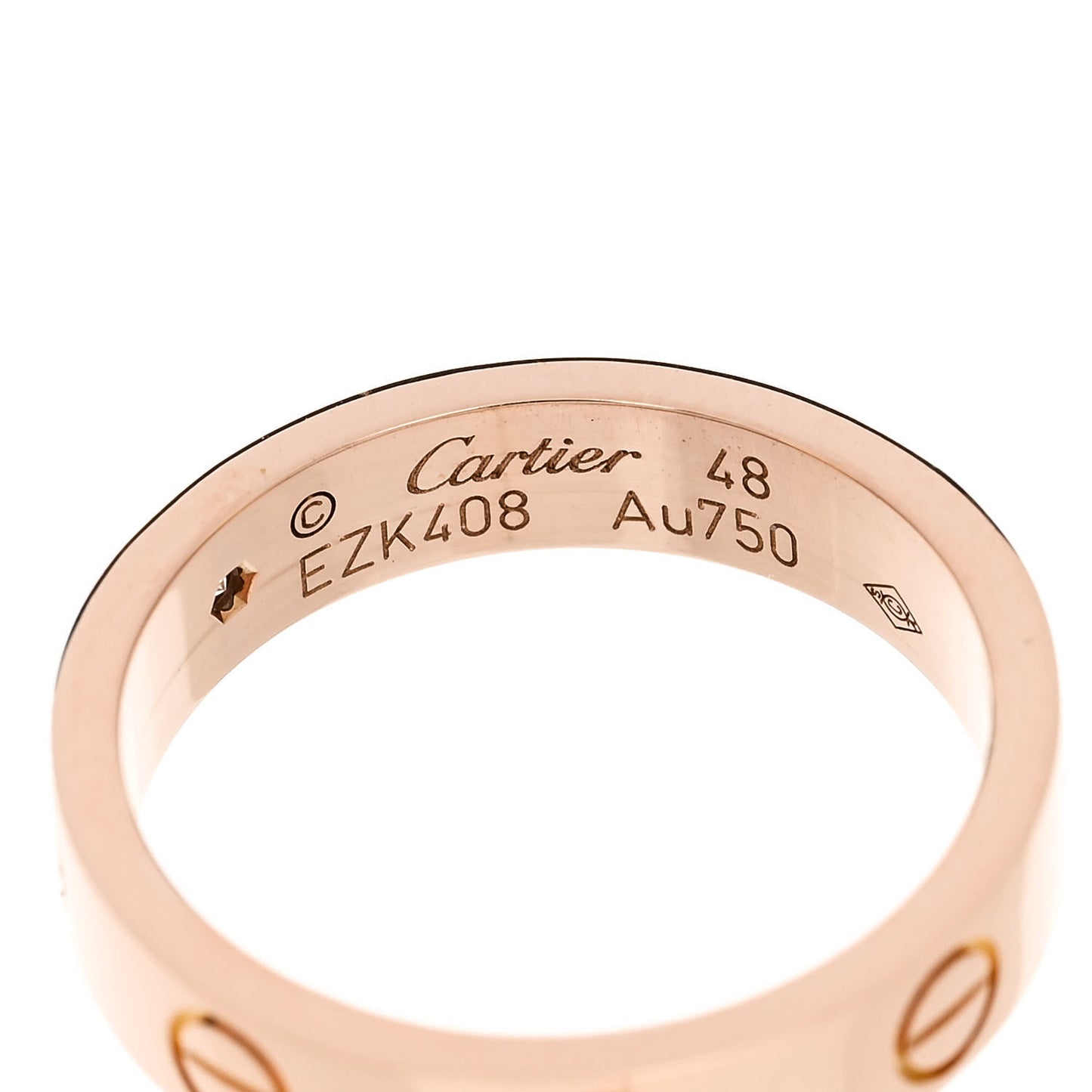 18K Pink Gold Diamond 4mm LOVE Wedding Band Ring 48 4.5