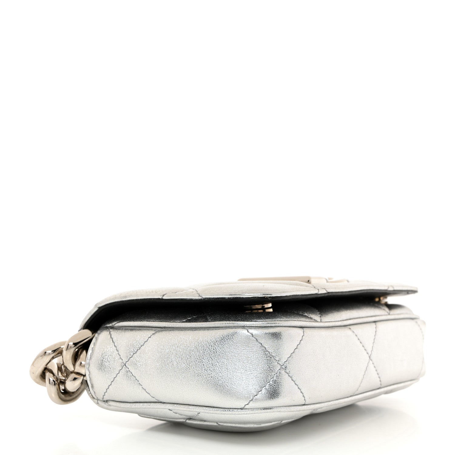 Dolce & Gabbana DOLCE GABBANA Laminato Vitello 3.5 Chain Flap Crossbody Bag Silver 4 of 9