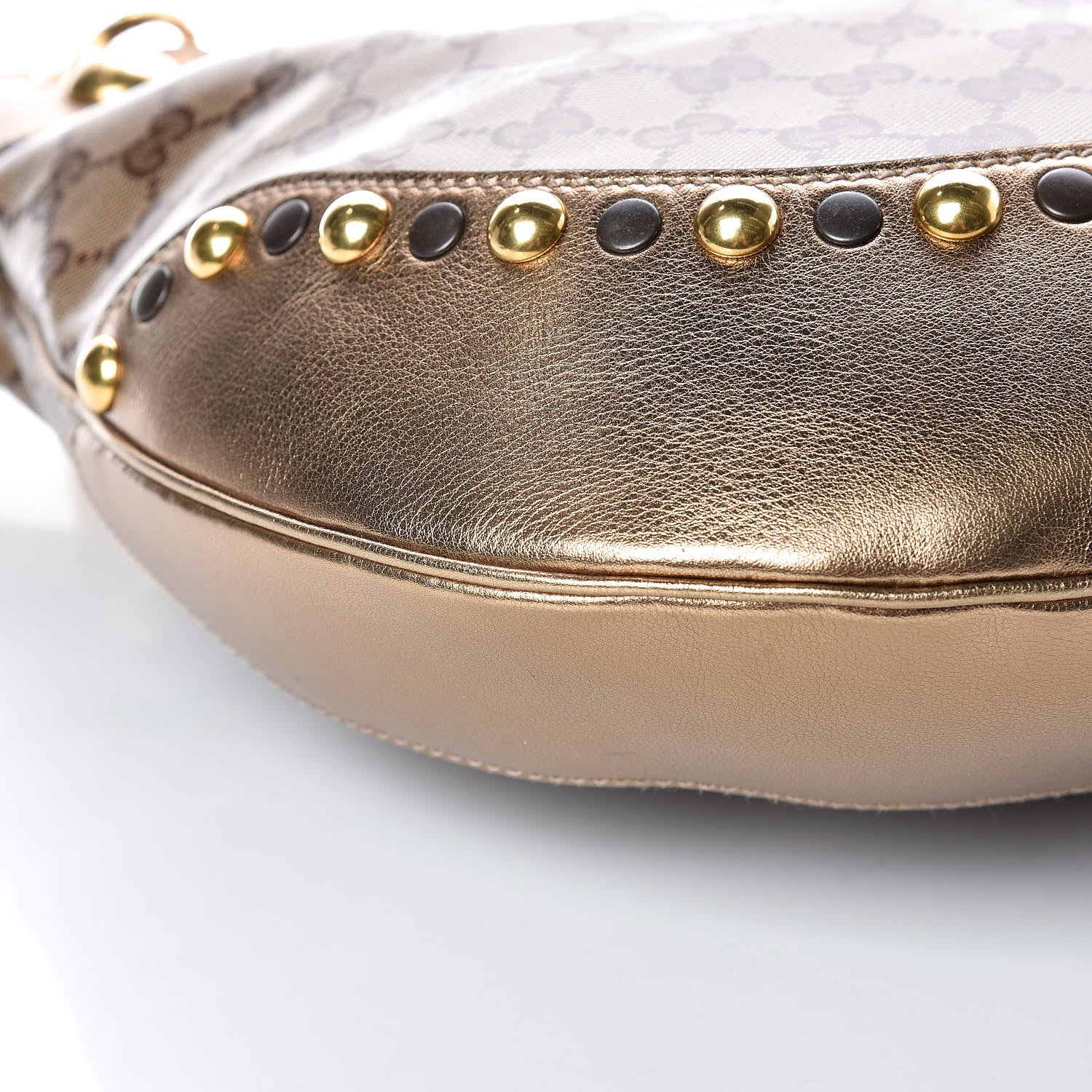 Gucci Crystal Monogram Babouska Hobo Gold 5 of 9