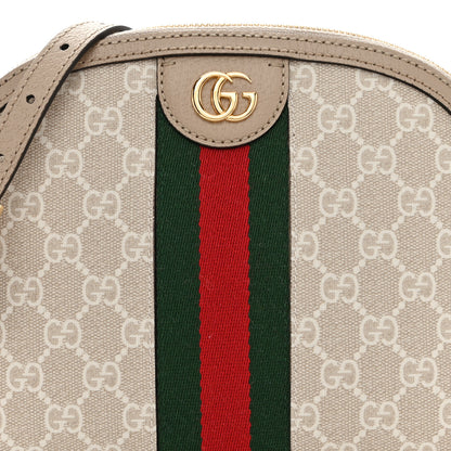 Gucci GG Supreme Monogram Textured Dollar Calfskin Web Small Ophidia Dome Shoulder Beige Mystic White Oatmeal 8 of 11