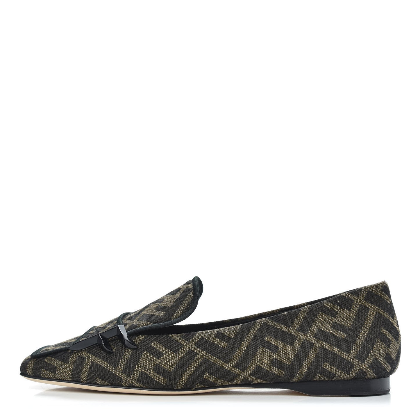 Jacquard FFreedom Square Toe Loafers 35 Tobacco